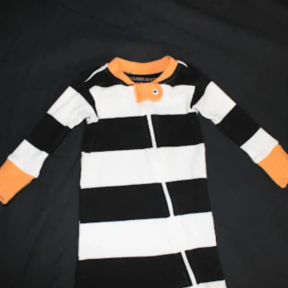 BURTS BEES BABY | One-Piece Zip Up Footie Pajama Sleeper Fold-Over Cuffs 0-3M